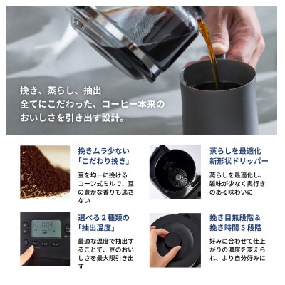 シロカ コーン式全自動コーヒーメーカー カフェばこ PRO　CM-6C271 ブラック