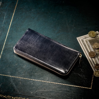 【ココマイスター】COCOMEISTER ブライドル グランドウォレット(ダークネイビー)