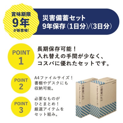 災害備蓄セット9年保存(3日分) BCS-500