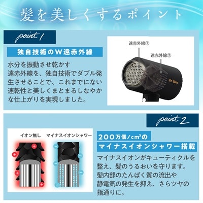 低温風で髪を守りながら速乾ドライヤー　Dr.Beau KAZE nice Dryer Premium
