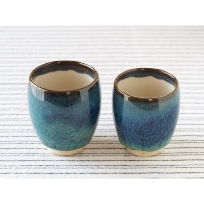 【北海道のやきもの】こぶ志窯　 海鼠釉 夫婦湯呑【03101】