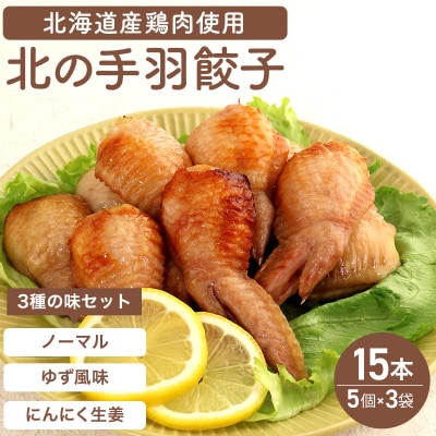 北海道産鶏肉を使った手羽餃子15個セット(5個×3袋)≪配送地域限定≫