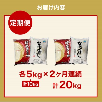 【定期便】特A受賞品種 ななつぼし ゆめぴりか 10kg 2ヶ月 計20kg 2回 食べ比べ