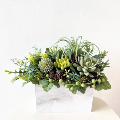 美流渡の森 アーティフィシャルフラワー多肉植物横長アレンジ