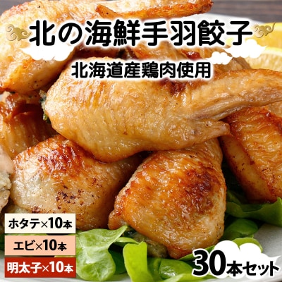 北海道産鶏肉を使った海鮮手羽先餃子【北の海鮮手羽ぎょうざ】30個セット(10個×3種)配送地域限定
