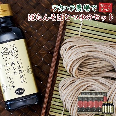 ワカハラ農場でおいしく育ったぼたん蕎麦《細麺》10束(200g)×つゆ4本L-3503