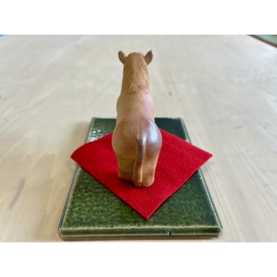 しんとく焼き 2026年干支の置物「午」(焼き締め) AC-0902