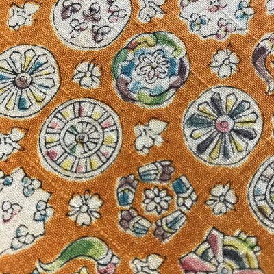 染の里おちあい　御朱印帳　江戸更紗丸紋(黄)_0004-018-S05