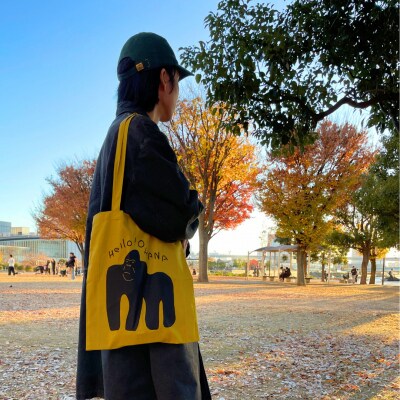 動物デザインのトートバッグ(マスタード)_0132-002-S07-1