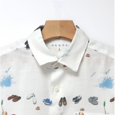 CLOFT 半袖シャツ”たまにはぼっーとしようよ!”(ホワイト) L_0139-028-S07-2