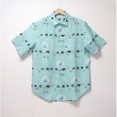 CLOFT 半袖シャツ たまにはぼっーとしようよ!(アクアブルー)M_0139-028-S07-4