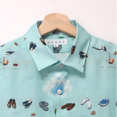CLOFT 半袖シャツ たまにはぼっーとしようよ!(アクアブルー)XL_0139-028-S07-6