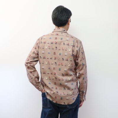 CLOFT 長袖プリントシャツ ”チェアー家具” 綿麻ツイル L_0139-011-S07-2