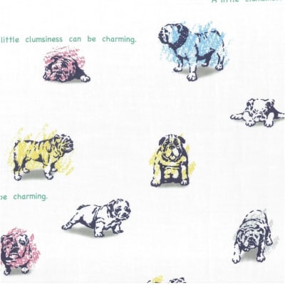 CLOFT 半袖シャツ”ブルドック柄”犬柄(ホワイト×ネイビー)M_0139-024-S07-4