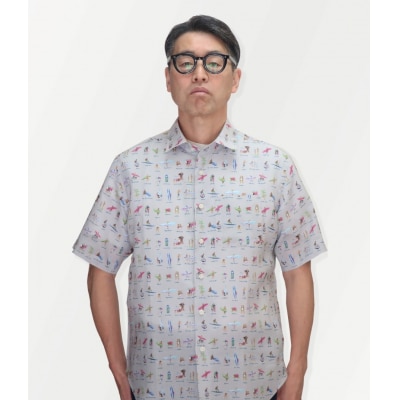 CLOFT 麻100%半袖オリジナルプリントシャツ”サーファー柄” L_0139-026-S07-2