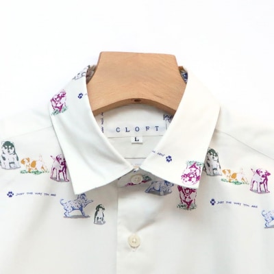 CLOFT 長袖シャツ”素顔のままで”仔犬柄(ホワイト) L_0139-022-S07-2