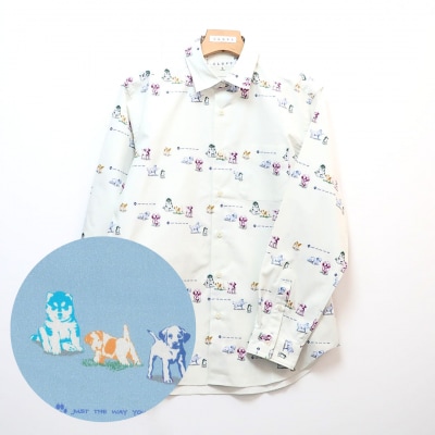 CLOFT 長袖シャツ”素顔のままで”仔犬柄(ホワイト) XL_0139-022-S07-3