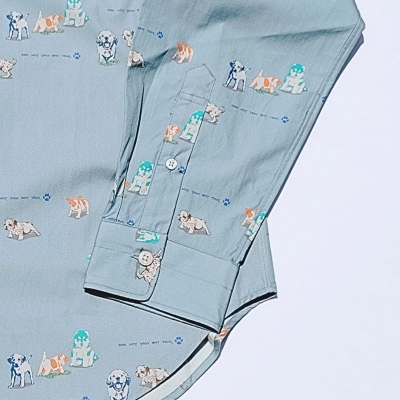 CLOFT 長袖シャツ”素顔のままで”仔犬柄(ブルー) L_0139-022-S07-5