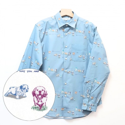 CLOFT 長袖シャツ”素顔のままで”仔犬柄(ブルー) XL_0139-022-S07-6