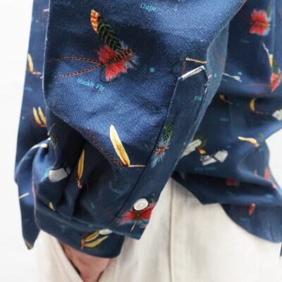 綿100% アウトドア・毛ばり 長袖プリントシャツ ツイル M_0139-014-S07-1