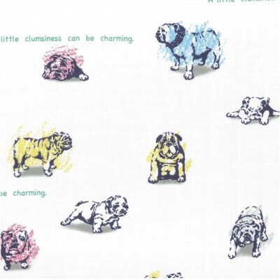 CLOFT 半袖シャツ”ブルドック柄”犬柄(ホワイト×ネイビー)L_0139-024-S07-5