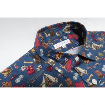 CLOFT 長袖シャツ ”アウトドア・キャンプ” ツイル(ネイビー)M_0139-013-S07-1