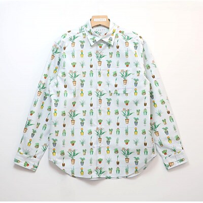 CLOFT 長袖シャツ”サボテン多肉植物柄” XL_0139-018-S07-3