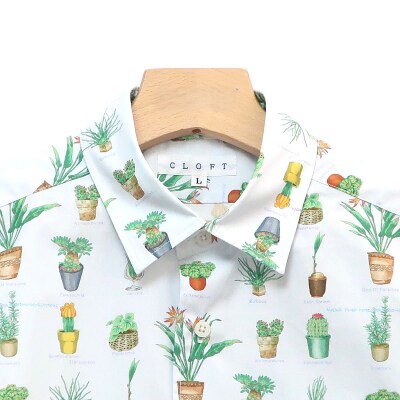 CLOFT 長袖シャツ”サボテン多肉植物柄” XL_0139-018-S07-3