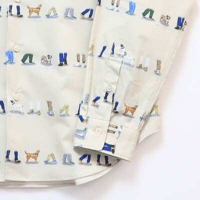 CLOFT 長袖シャツ 自由に歩こう犬と散歩柄(ライトベージュ)XL_0139-021-S07-3