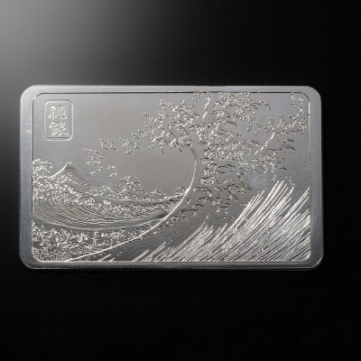 純銀製 葛飾北斎『富嶽百景』二編 海上の不二 浮彫 100g_0177-003-S07