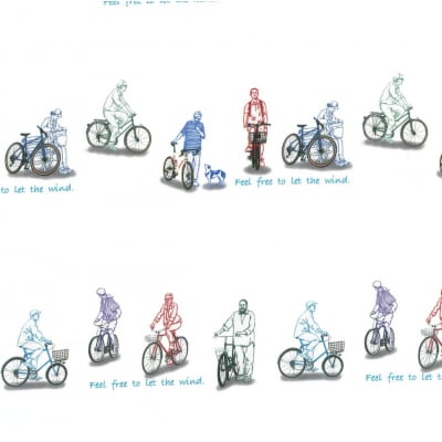 CLOFT 綿100%長袖シャツ自転車柄 (C/#11ホワイト) XL_0139-032-S08-3