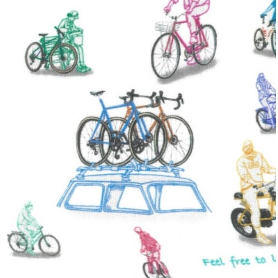 CLOFT 麻100%半袖シャツ 自転車柄 (C/#11 ホワイト)M_0139-035-S08-1