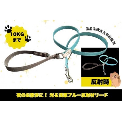 【小型犬用10キロまで】『ギラギラ・浅葱ブルー』犬用光るリード/特注高輝度反射材使用(40-31)