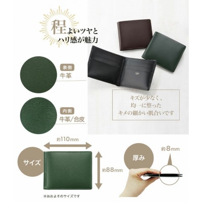 キプリス本革製マネークリップ(札ばさみ)　カラー:グリーン　【kt026-006-3】