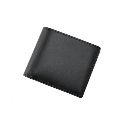 キプリス本革製二つ折り小銭入れ付財布　カラー:ブラック　【kt026-008-1】