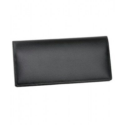 キプリス本革製ボックスカーフ通しマチ長財布(小銭入無)カラー:ブラック【kt026-009-1】