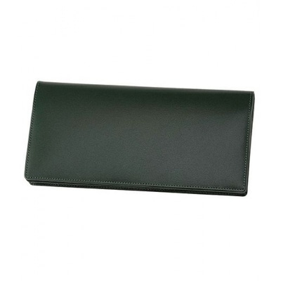 キプリス本革製ボックスカーフ通しマチ長財布(小銭入無)カラー:グリーン【kt026-009-3】