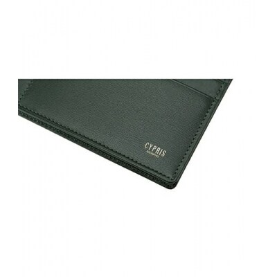 キプリス本革製ボックスカーフ通しマチ長財布(小銭入無)カラー:グリーン【kt026-009-3】