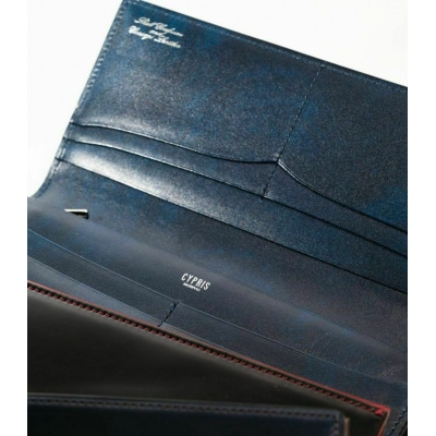 キプリスファスナー付きササマチ長財布カラー:ブラックxネイビー【kt026-015-2】