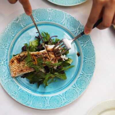 ポトペリー Stampペアディナープレート(Blue×BROWN)　【kt032-050】