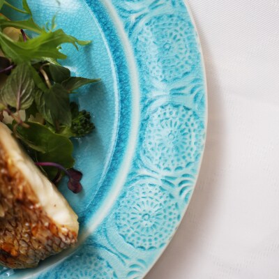 ポトペリー Stampペアディナープレート(Blue×BROWN)　【kt032-050】