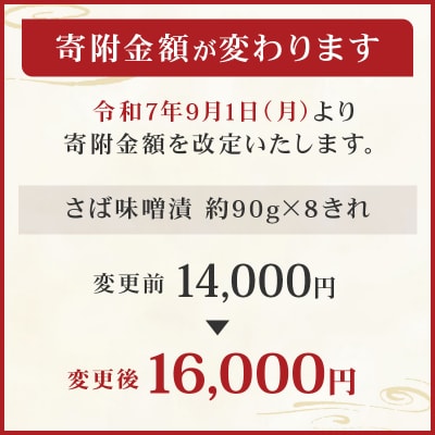 【京粕漬 魚久】さば味噌漬 8枚(2枚入×4パック)約720g【kt005-008-2】