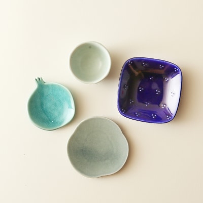 テシオ　豆皿セット　4枚組(柘榴・緑) 【kt032-062】