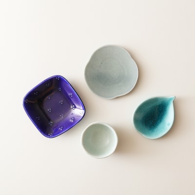 テシオ　豆皿セット　4枚組(無花果・緑) 【kt032-063】