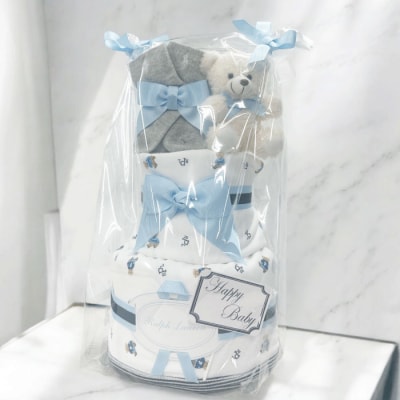 おむつケーキ ブランケット:ブルー(おむつS) 【kt045-005-1】