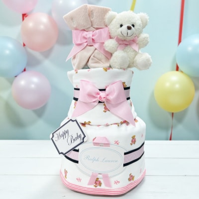 おむつケーキ ブランケット:ピンク(おむつM) 【kt045-005-4】