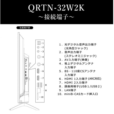 山善 Qriom 32型テレビ QRTN-32W2K 【kt049-022】