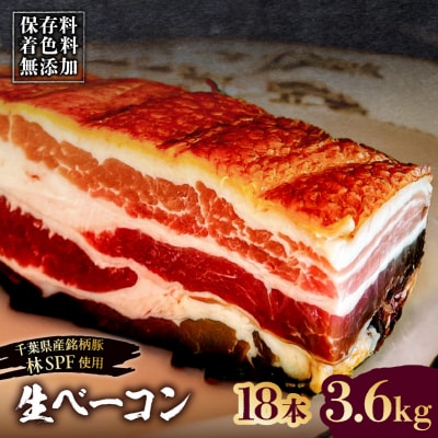 生ベーコン《国産銘柄豚 林SPFプレミアムポーク》18本 3.6kg【kt088-005-6】