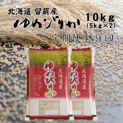 【毎月定期便】北海道留萌産ゆめぴりか　10kg(5kg×2袋)全9回
