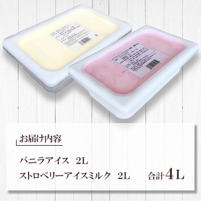 2Lアイス セット (バニラ・ストロベリー) 合計4L 自家製 業務用【弘乳舎】